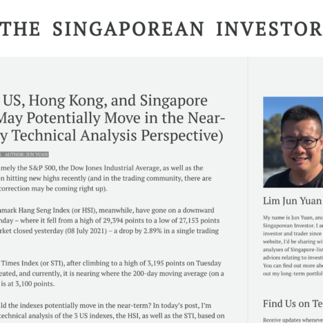 How the US, Hong Kong, and Singapore Market May Potentially Move in the Near-Term (My Technical Analysis Perspective)