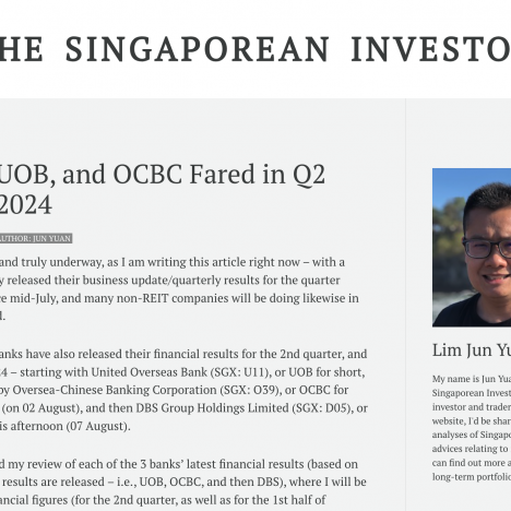 How DBS, UOB, and OCBC Fared in Q2 and 1H FY2024